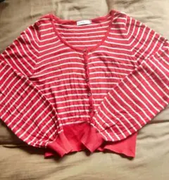 アース★赤ボーダーニットカーディガン