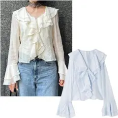 美品 FRAY I.D レースギャザーショートブラウス - メルカリ