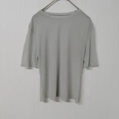 GU ジーユー　【М】　半袖　Tシャツ　クルーネック シースルー　グレー
