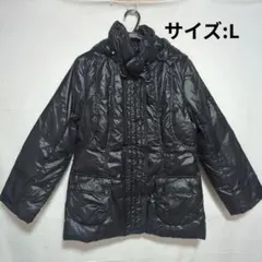 ダウンジャケット 黒✫フード・ ベルト付き