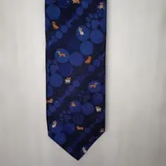 SIMON CARTER ネイビー 犬柄 ネクタイ 中古品