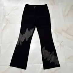 フレアパンツ ブラック レディース 美脚 モード グランジ フランス製 レザー風