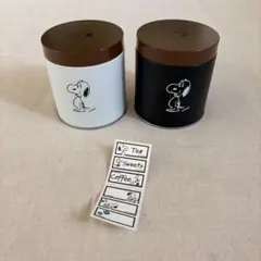 スヌーピー　空き缶2個　ラベルシールセット　白黒モノトーン　USJ ユニバ