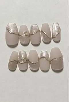 ハートミラー×ピンクマグネットネイルチップ　ショートバレリーナ　25468