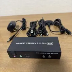 4K HDMI USB KVM スイッチ 2×2 動作良好 中古 切替器のサムネイル