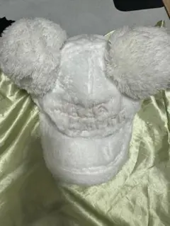 ディズニー ミッキー キャップ 帽子モコモコ ホワイト カチューシャ