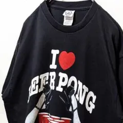 デルタ アイラブピアポン デカロゴ Tシャツ ブラック 黒 L 古着