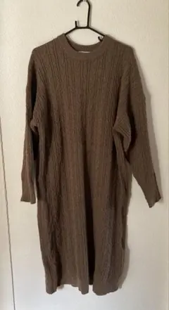 FREAK'S STORE ブラウンニットワンピースFREE 冬 防寒 リブ編み