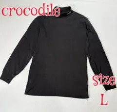 Crocodile 薄手タートルネック 長袖 Tシャツ ブラック Lのサムネイル