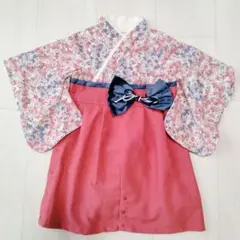 スウィートマミー　お食い初め　お祝い　着物　袴ロンパース　80　ピンク