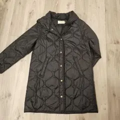 ✨美品✨【Lサイズ】キルティングコート フード付 黒