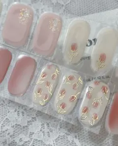 ohora N Tulip Haze 15枚　春ネイル　ピンク　ゴールド　花