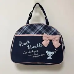 Pom Ponette キッズ チェック×クマさんバック