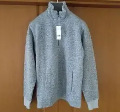 GLOBAL WORK ニットライクフリース　ハーフジップ　裏起毛プルオーバー