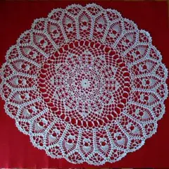 レース編み　ハンドメイド　白　ドイリー　直径約56cm