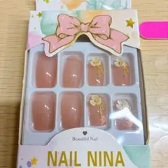 まとめ買い可◎ ネイルチップ 付け爪 ピンク 立体 リボン 接着シール付