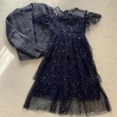ネイビー 星柄 チュールドレス 150cm ジャケット150セット