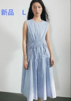 H&M ドローストリングディテールワンピース ライトブルーのサムネイル