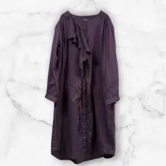 【美品M】GAP フリル ロングワンピース ダークパープル