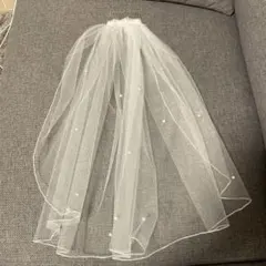 ホワイトチュール　ウェディング　ショートベール