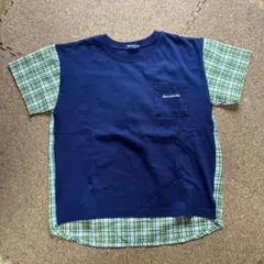 (新品)moujonjon ネイビー チェック柄 Tシャツ 130cm