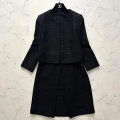 ANAYI セットアップ 36 ノーカラー ジャケット スカート 黒 フォーマル