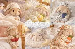 X91 choco パネル生地　おやすみ子うさぎ 6柄