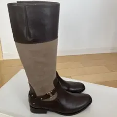 cava cava ブラウンとベージュのレザー・スエードロングブーツ 23