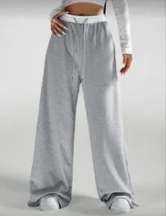 グレー スウェットパンツ ウエストゴム