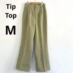 Tip Top オリーブグリーン チェック柄 フレアパンツ ハイウエスト M