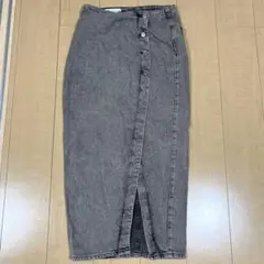 ZARA デニム ロングスカート グレー ボタンフロント