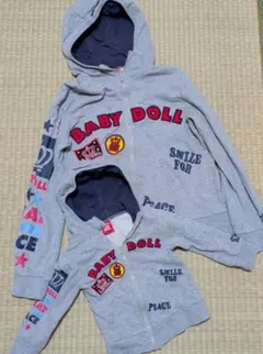 BABY DOLL 親子パーカーセット グレー
