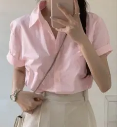ピンク 半袖シャツ