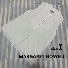 Margaret Howell リネン ノースリーブバンドカラー オフオワイトM 