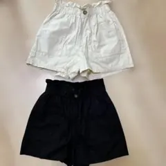 GU キッズ　ショートパンツ　150 2点セット　ブラック　アイボリー