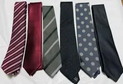 即日発送可　美品　ネクタイ　6本セット　赤　黒　ストライプ　ドット　無地