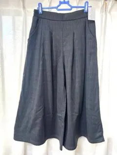 【Mサイズ】タグ付き　チェック ガウチョパンツ グレー系