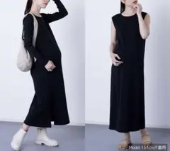 スウィートマミー マタニティ ワンピース 授乳服 産前産後カーディガンセット黒