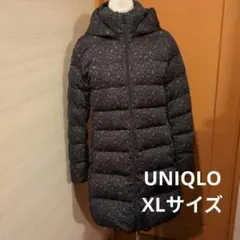 極美品 UNIQLO フード付き レオパード柄 ダウンコート XL