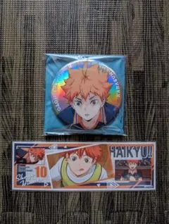 ハイキュー！！ 日向翔陽 オーロラ缶バッジ ロングステッカー セット