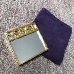 YSL イブ・サンローラン　非売品　ゴールド 正方形ミラー 両面鏡 ポーチ付き