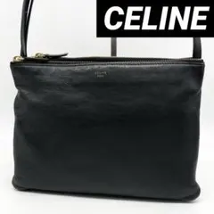 付属品完備✨ セリーヌ トリオ ラージ 旧ロゴ ショルダーバッグ ブラック 黒のサムネイル