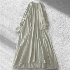 Plage プラージュ フレアワンピース リネン バンドカラー ゆったり S