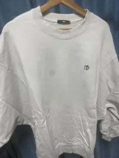 ホワイト クルーネック オーバーサイズスウェット