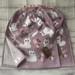 おりこうタオル おりこうエプロン ねこ 二重 2枚セット