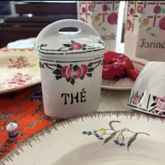 フランスアンティーク˚✧₊ かわいい♡陶器のキャニスター THÉ ❁⃘˚✧⁎