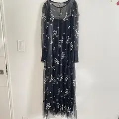 ZARA ザラ　チュールワンピース　花柄　刺繍 ロング