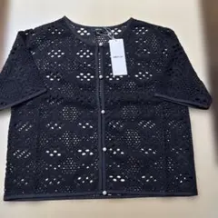 COMME CA ISM レースカーディガン 黒 半袖のサムネイル