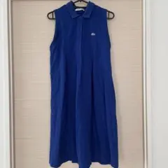 LACOSTE ノースリーブひざ丈ワンピース 36ネイビー