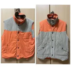 Levi's リバーシブルダウンベスト L オレンジ　ベージュ　リバーシブル